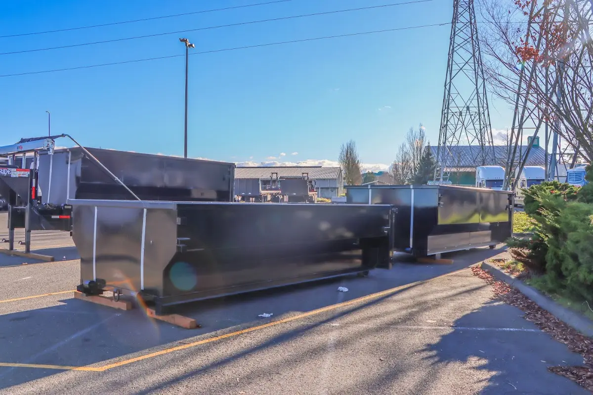 Roll-off dumpster ready for waste disposal at job site for Construction Dumpster Rental in California City